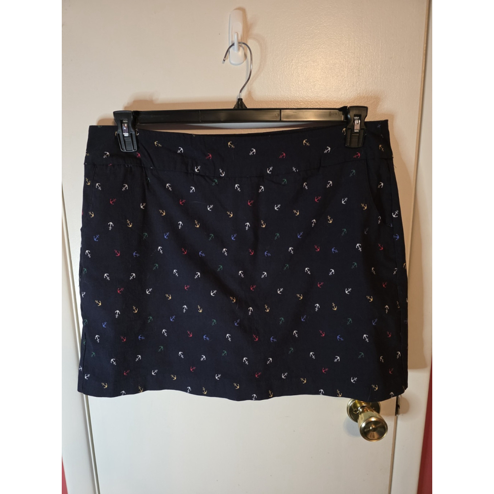 Zac & Rachel Navy Skort with Multicolor Anchor Embroidery